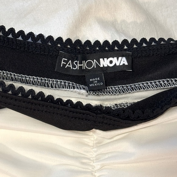 Spaghetti Strap Camisole w/ Lace Trim | FN Love Galore Ruched Tank Top White/Blk - Picture 9 of 9